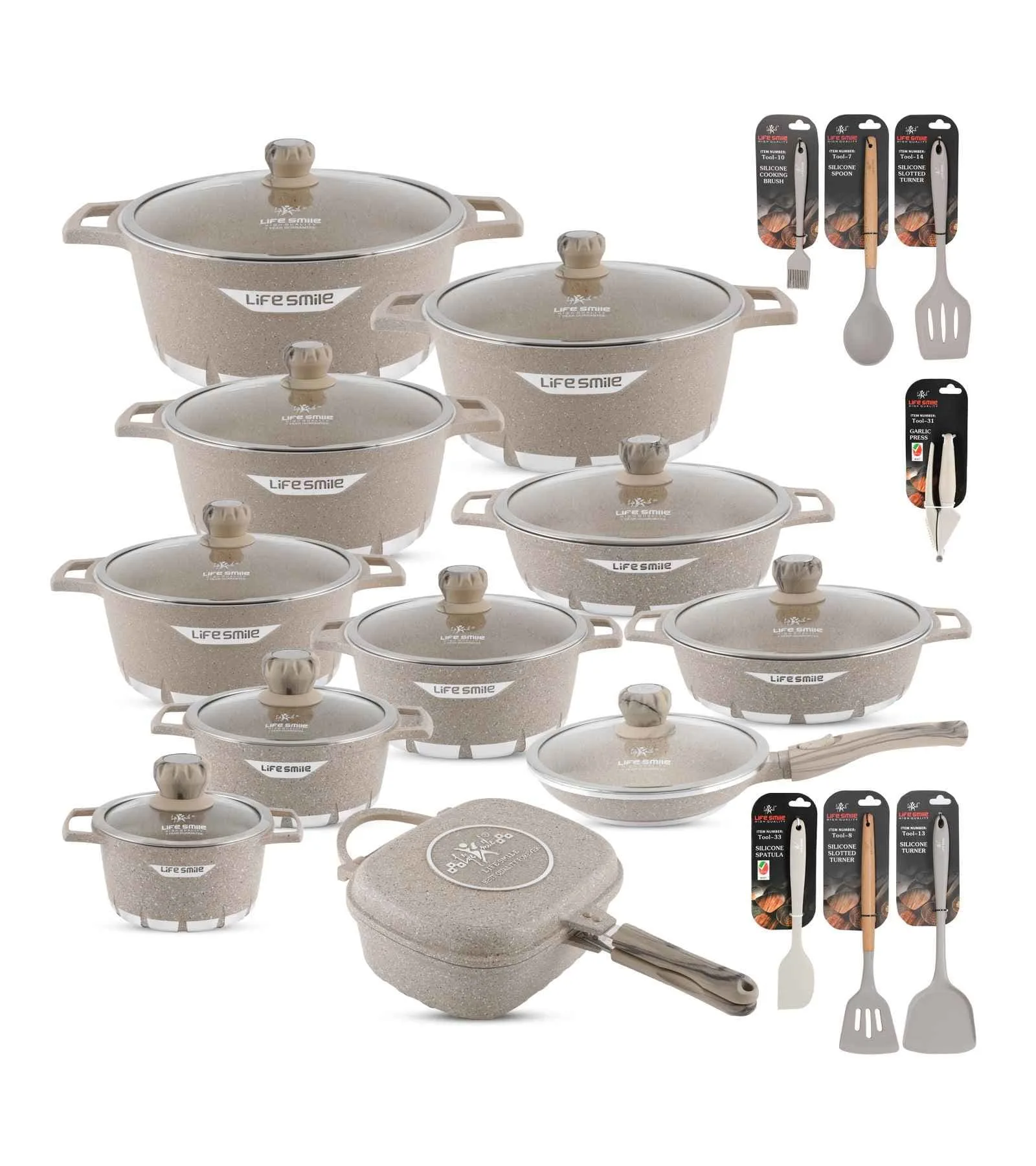 Keramische kookset met 11 onderdelen en antiaanbaklaag - Laatste exemplaren 70% korting